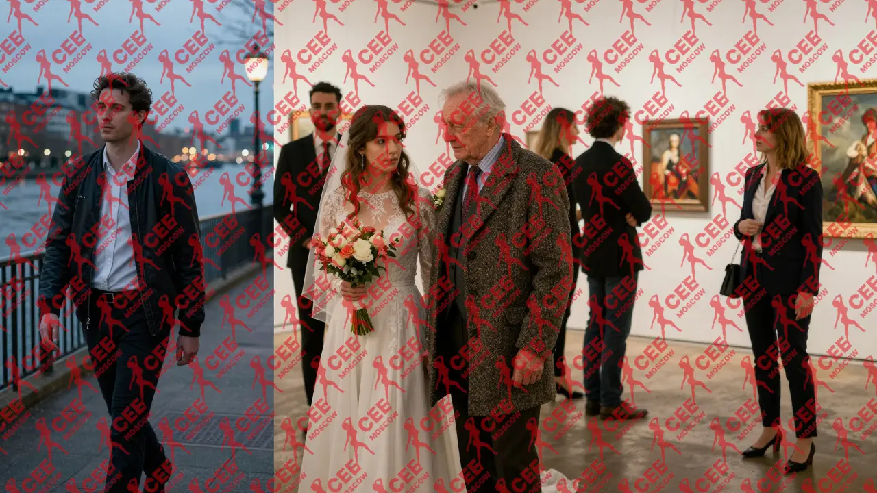 Трое разных клиентов сопровождаются компаньонами на выставке, свадьбе и прогулке по набережной.