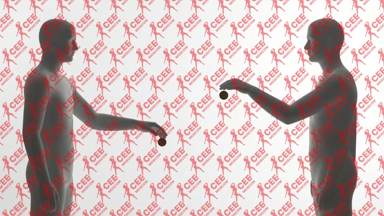 Две абстрактные фигуры зеркально отражают друг друга в стратегии 'Око за око'.