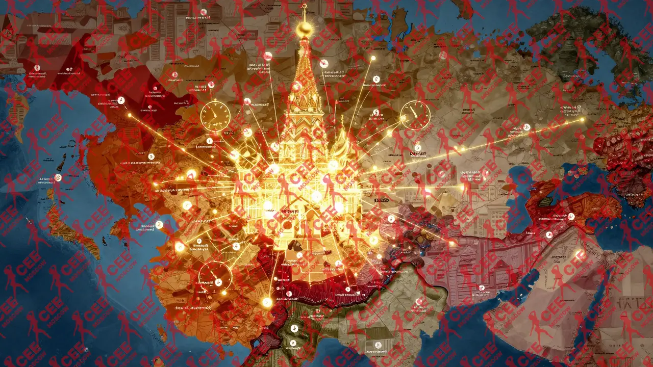 Карта Москвы с цветовыми зонами доступности эскорт-услуг, подсвеченные районы и часовые метки, акцент на логистике и времени.