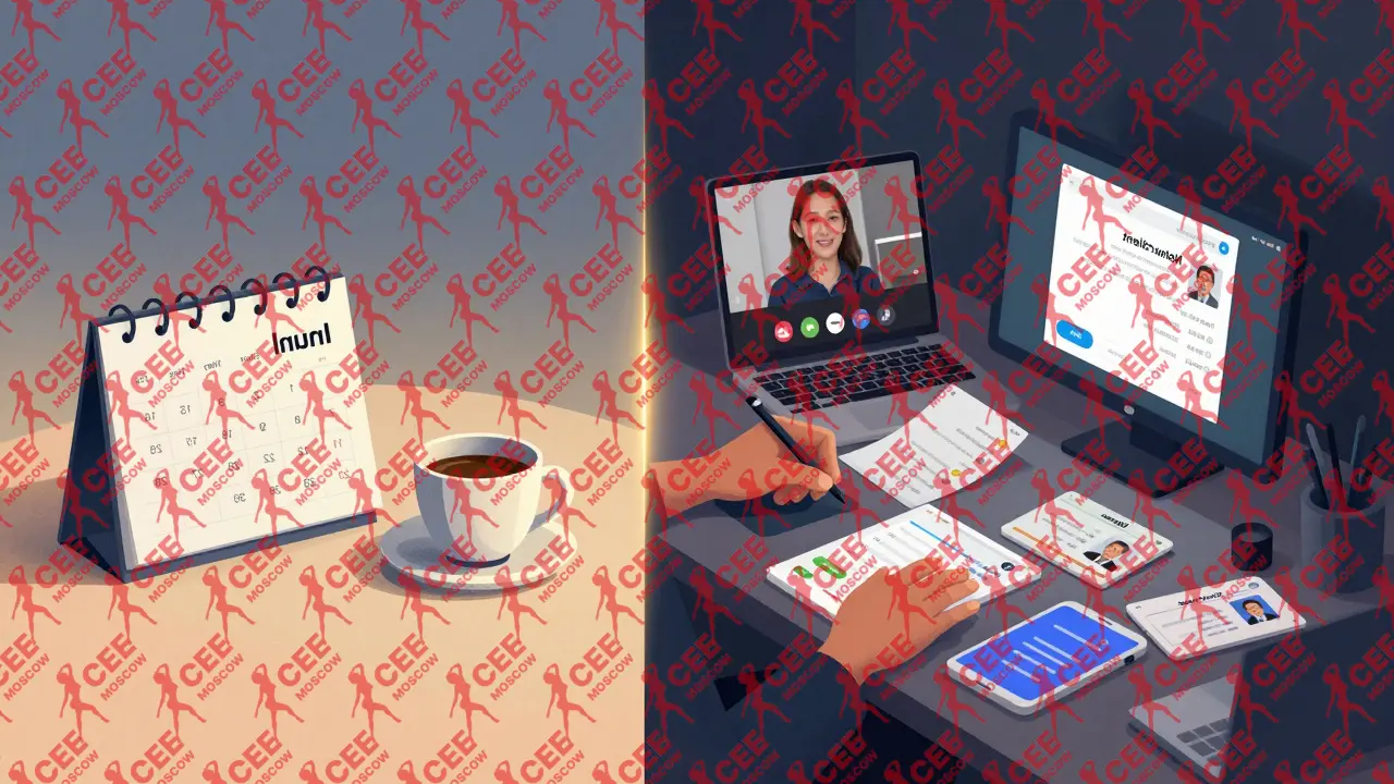 Сравнение: хаотичная проверка нового клиента слева и спокойная повторная встреча справа.