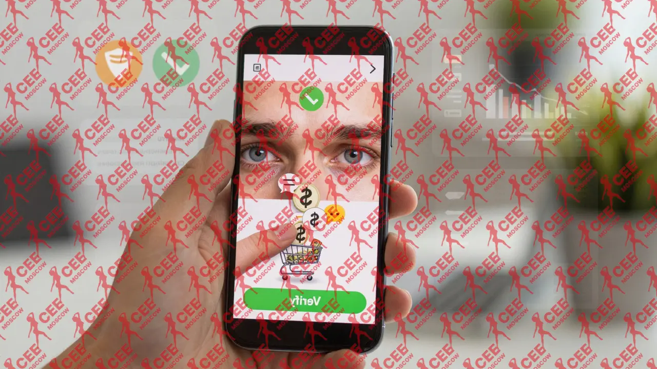 Рука пользователя нажимает кнопку верификации, в отражении глаз &mdash; рост доходов и доверия от аудитории