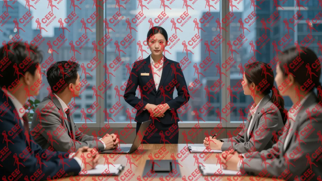 Деловой сопровождающий на конференции в Нью-Йорке, спокойное присутствие среди бизнесменов