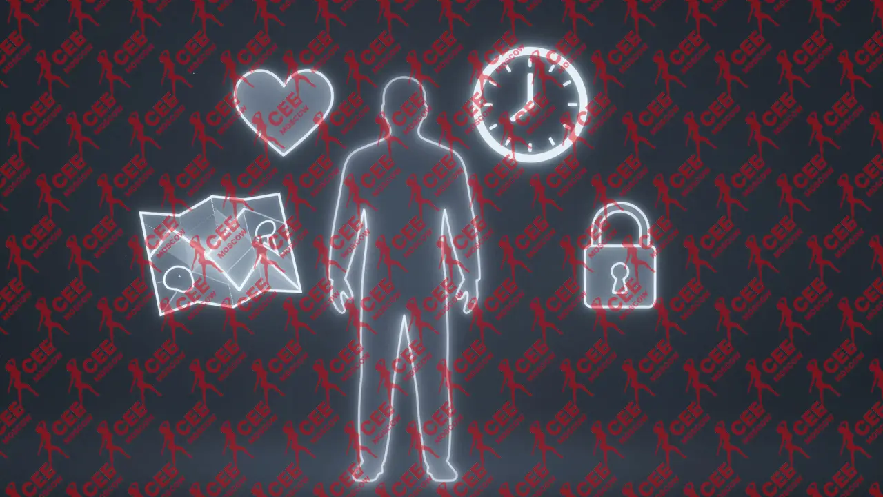 Теневой силуэт сопровождающего символизирует невидимую поддержку модели.